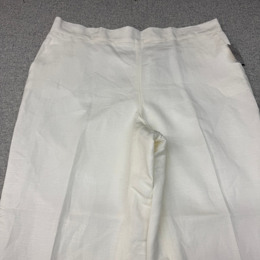 Kasper Linen Blend Wide Leg Trousers XL White Elastic Waist Pockets NWT - Picture 2 of 11